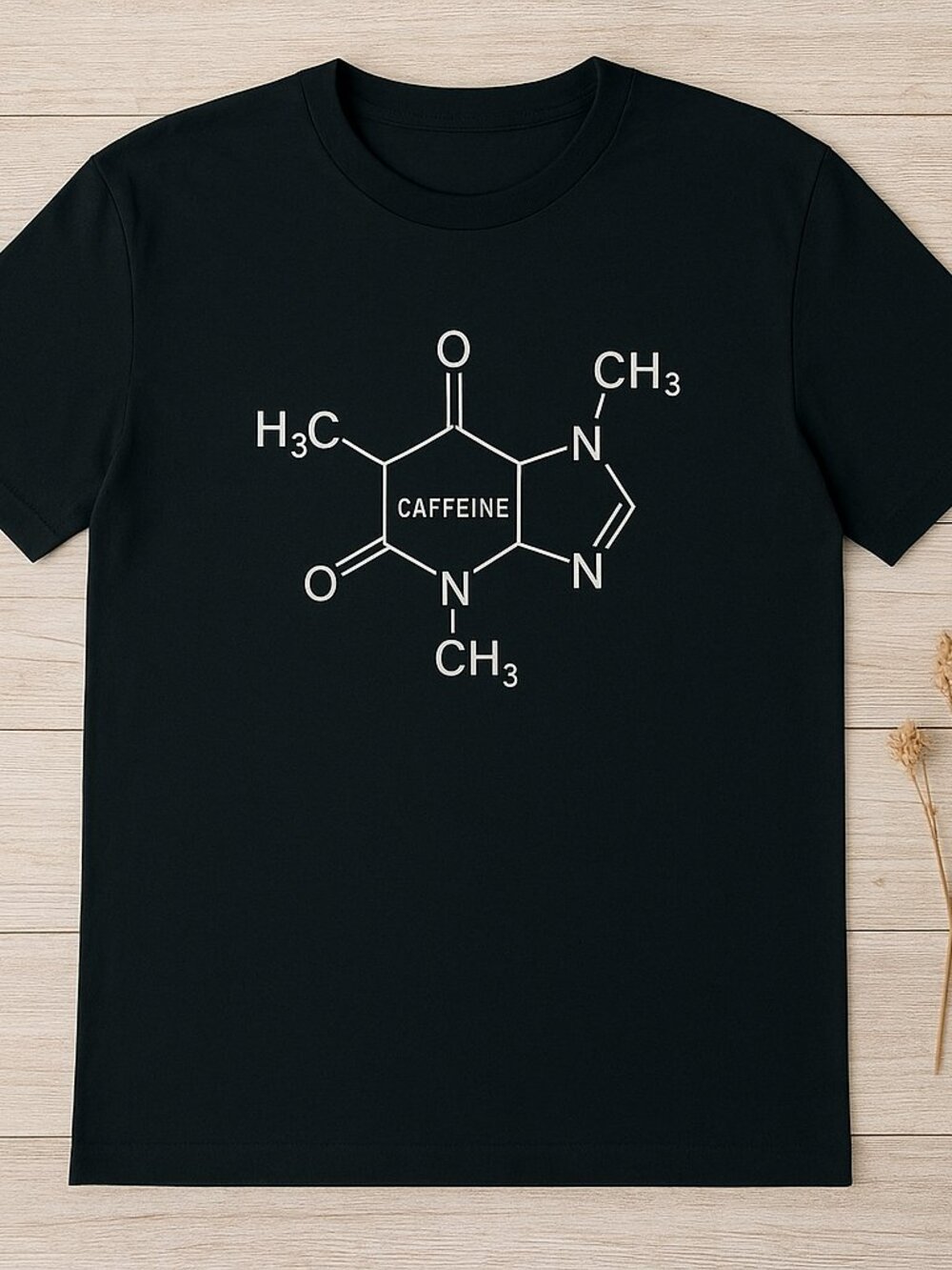 Caffeine Molecule Graphic Tee | Science Chemistry Black T-Shirt